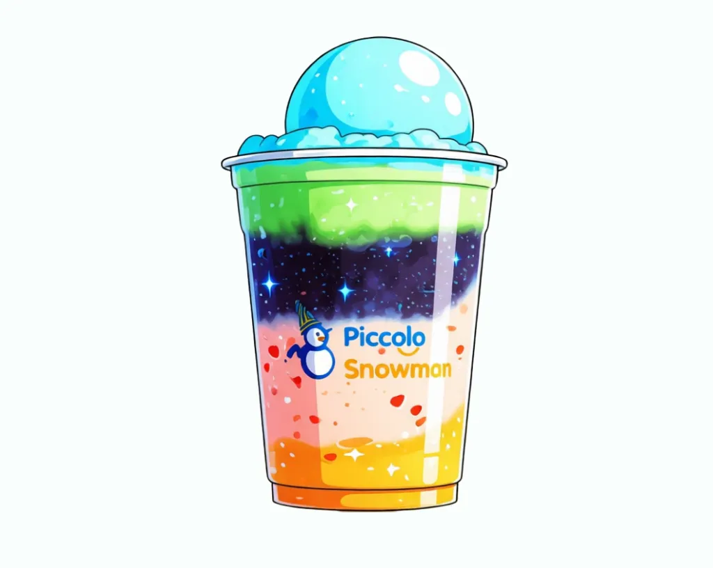 Colorful all natural fruit Italian Ice in Piccolo Snowman Cup